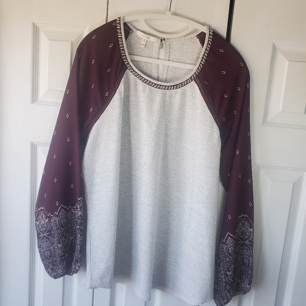 Maurices Woman's Top Stone & Merlot Color Sheer Sleeveless XXL Casual Streetwear